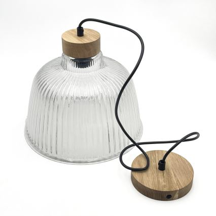 Suspension sur câble ASTA 1xE27/60W/230V Ø 28 cm chêne