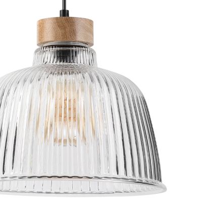 Suspension sur câble ASTA 1xE27/60W/230V Ø 28 cm chêne