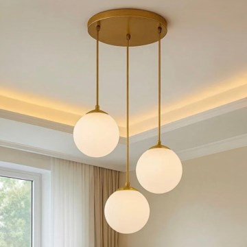 Suspension sur câble BALLISTIC 3xE27/40W/230V dorée