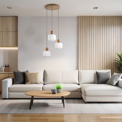 Suspension sur câble BALLO 3xE14/10W/230V beige