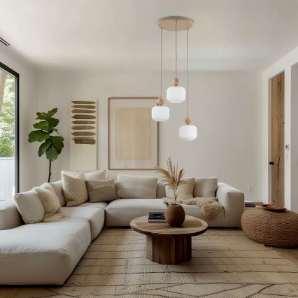 Suspension sur câble BALLO 3xE14/10W/230V beige