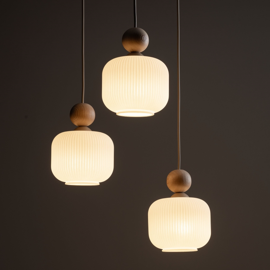 Suspension sur câble BALLO 3xE14/10W/230V beige