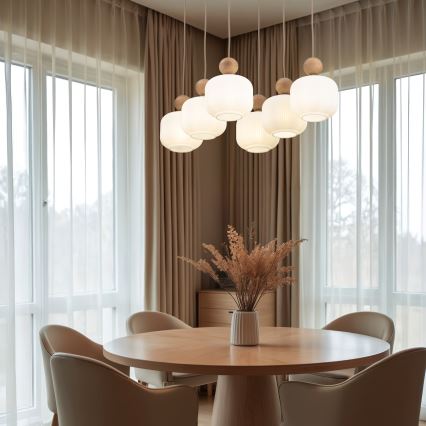 Suspension sur câble BALLO 6xE14/10W/230V beige