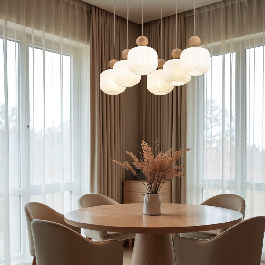 Suspension sur câble BALLO 6xE14/10W/230V beige