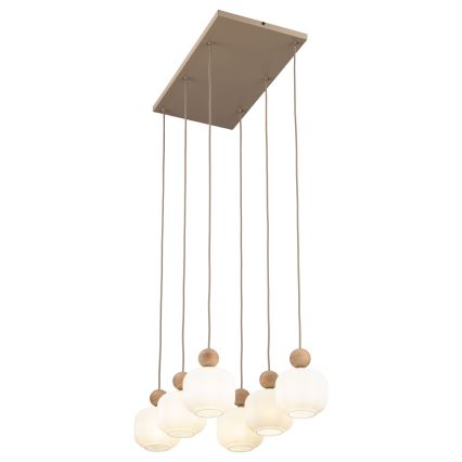Suspension sur câble BALLO 6xE14/10W/230V beige