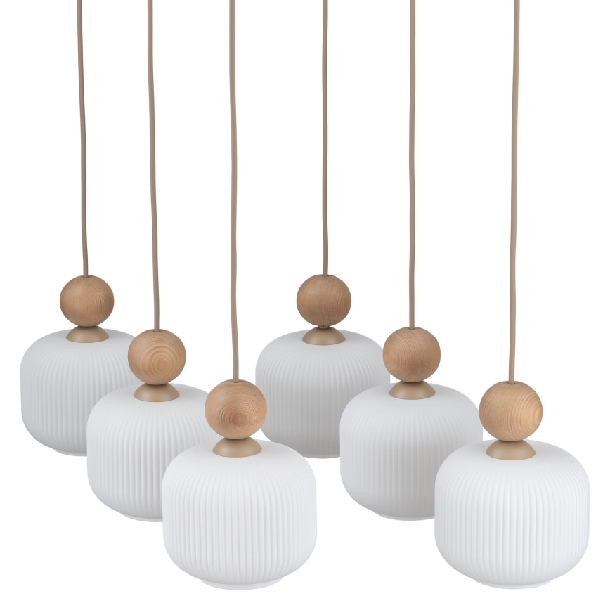 Suspension sur câble BALLO 6xE14/10W/230V beige
