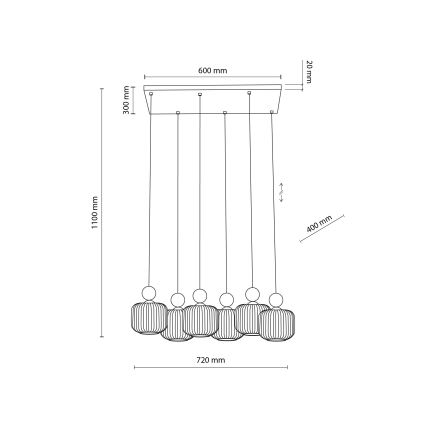 Suspension sur câble BALLO 6xE14/10W/230V beige
