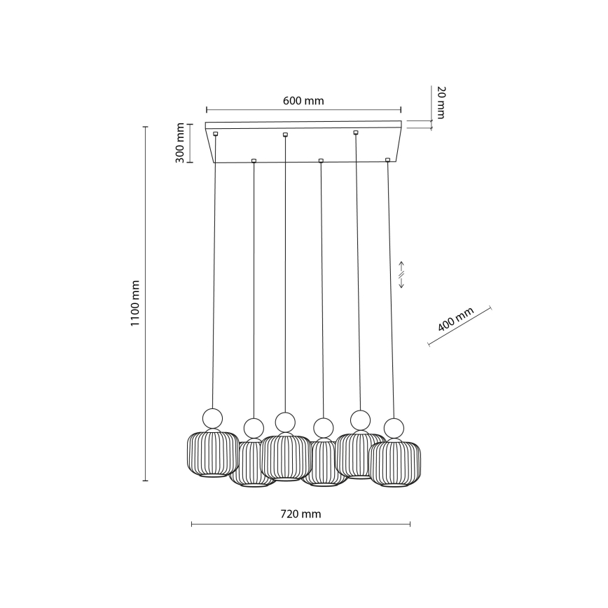 Suspension sur câble BALLO 6xE14/10W/230V beige