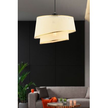 Suspension sur câble BARETTE 1xE27/60W/230V crème/dorée