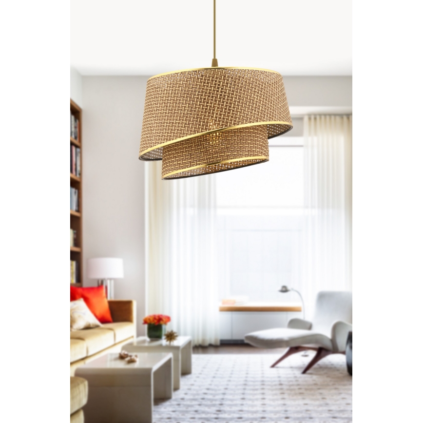 Suspension sur câble BARETTE 1xE27/60W/230V marron/doré