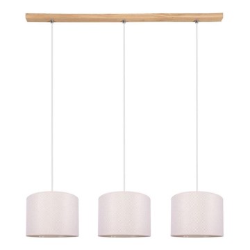 Suspension sur câble BENITA 3xE27/40W/230V crème/chêne
