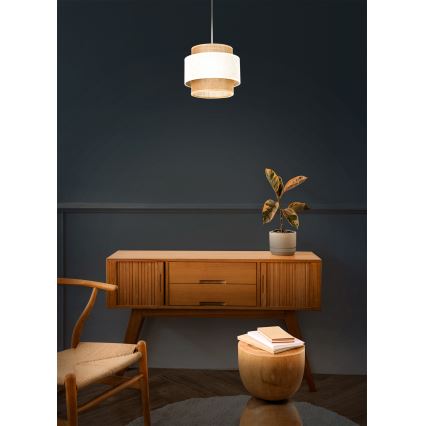 Suspension sur câble BOHO 1xE27/60W/230V Ø 20 cm crème/jute