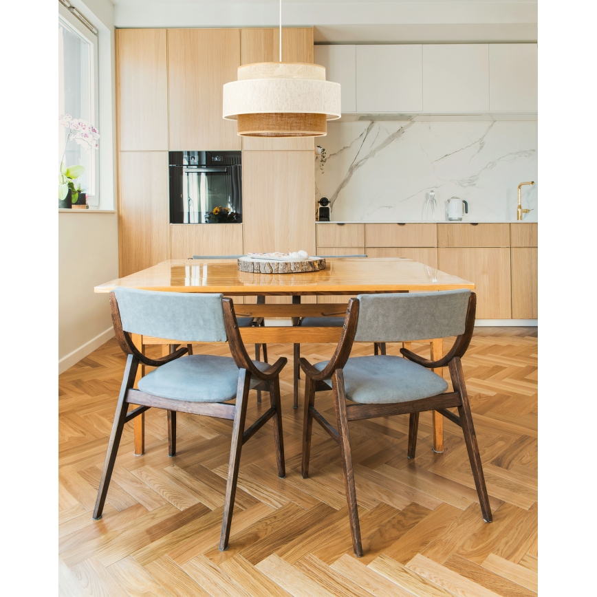 Suspension sur câble BOHO 1xE27/60W/230V Ø 40 cm blanc/jute