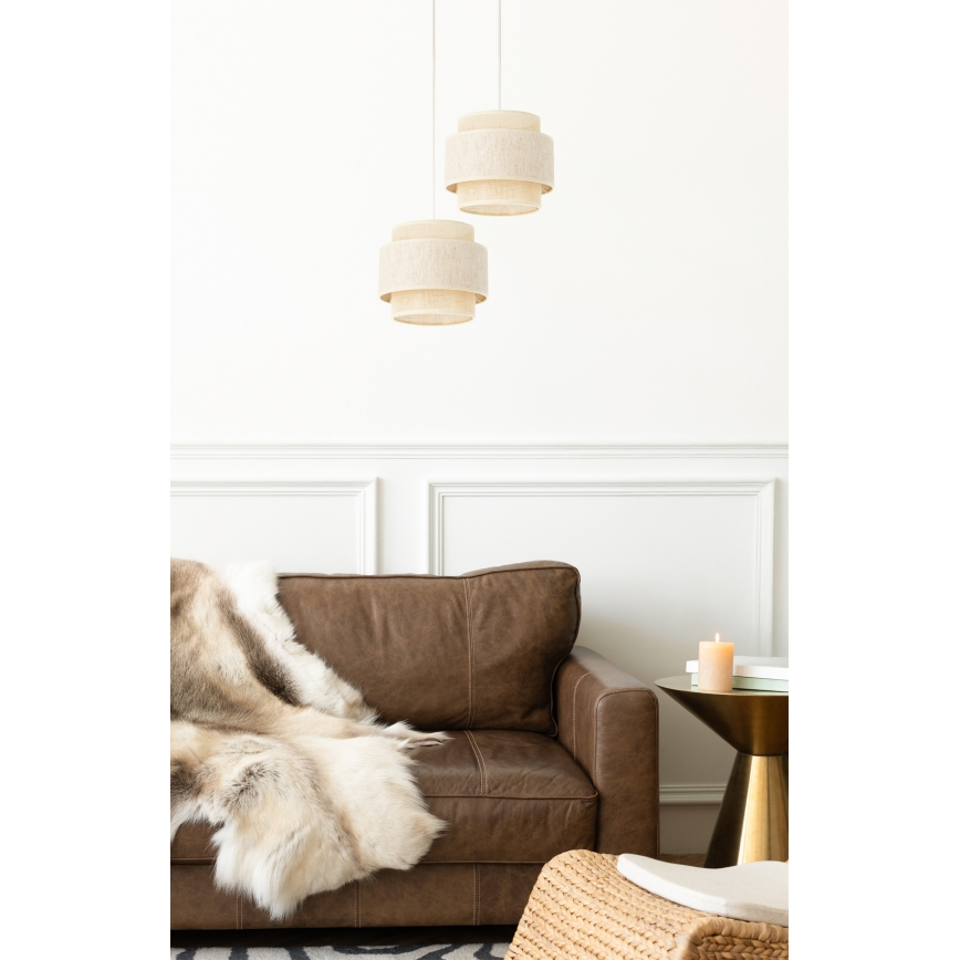 Suspension sur câble BOHO 2xE27/60W/230V crème/jute
