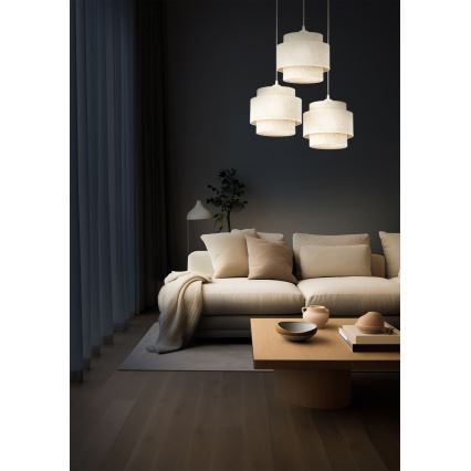 Suspension sur câble BOHO 3xE27/60W/230V blanc