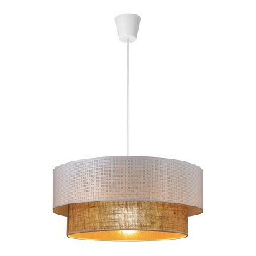 Suspension sur câble BORHO, 1x E27 60W 230V, Ø 50 cm, blanc/jute
