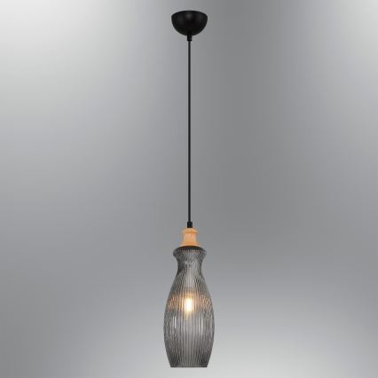 Suspension sur câble BOTTLE 1xE14/4W/230V verre fumé