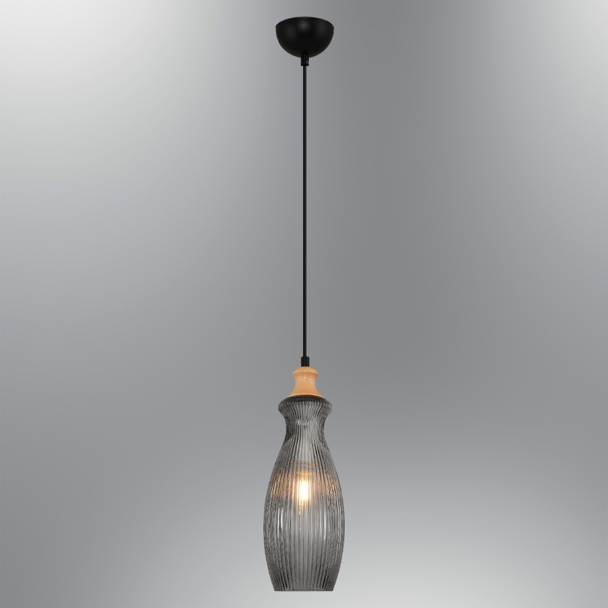 Suspension sur câble BOTTLE 1xE14/4W/230V verre fumé