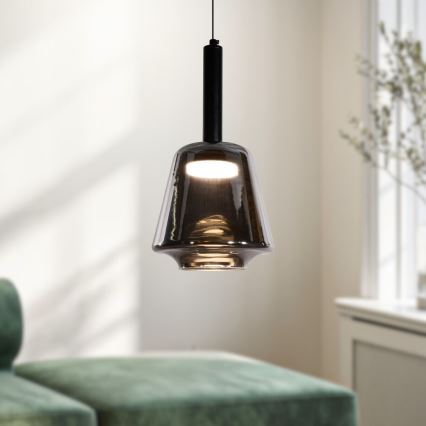 Suspension sur câble BUENO 1xGX53/9W/230V Ø 18 cm, noir fumé