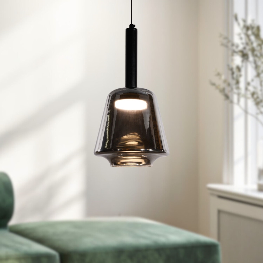 Suspension sur câble BUENO 1xGX53/9W/230V Ø 18 cm, noir fumé