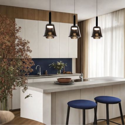 Suspension sur câble BUENO 1xGX53/9W/230V Ø 18 cm, noir fumé