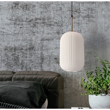 Suspension sur câble CRESTO 1xE27/40W/230V blanc/doré