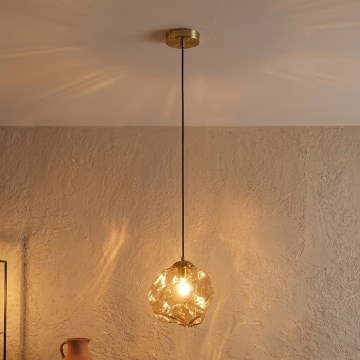 Suspension sur câble CRISTAL 1xE14/15W/230V laiton/beige fumé