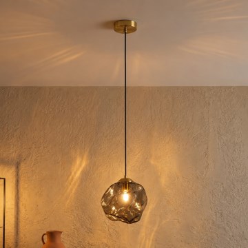 Suspension sur câble CRISTAL 1xE14/15W/230V laiton/noir fumé