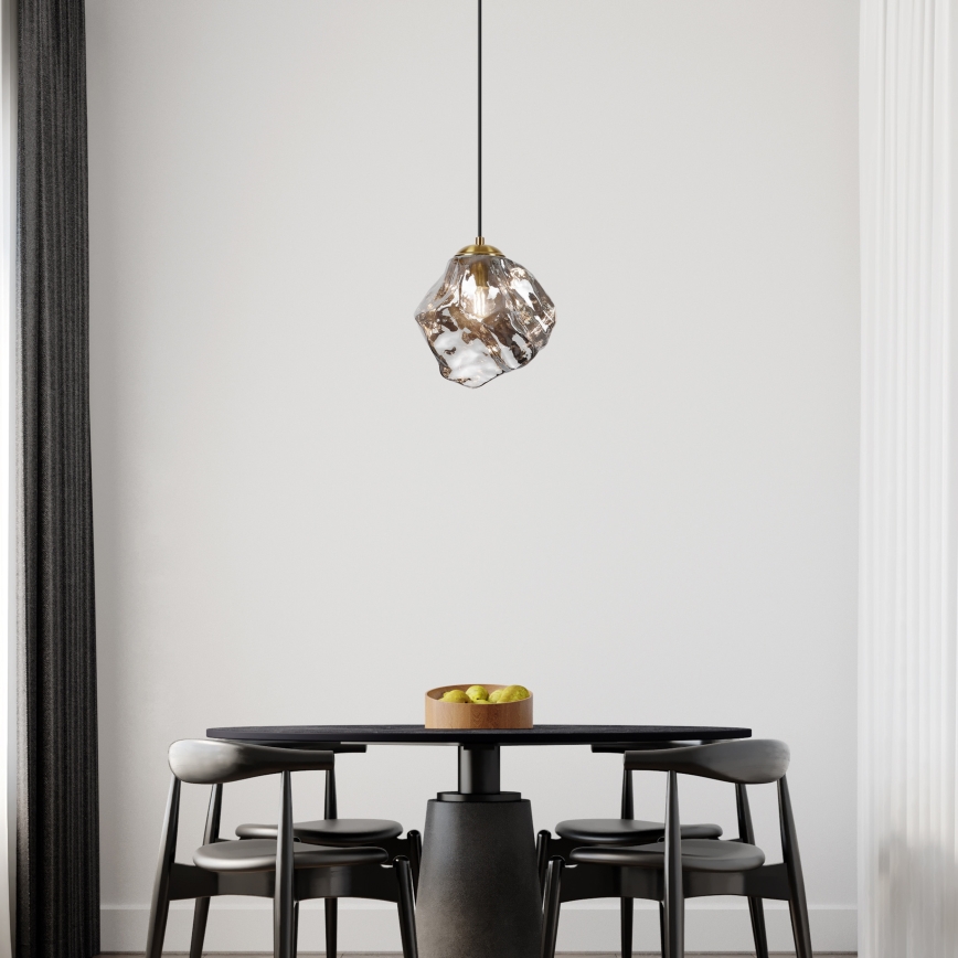 Suspension sur câble CRISTAL 1xE14/15W/230V laiton/noir fumé