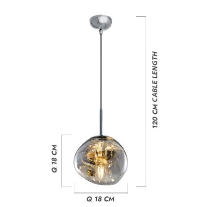 Suspension sur câble CRUMPLED 1xE27/24W/230V Ø 18 cm fumé
