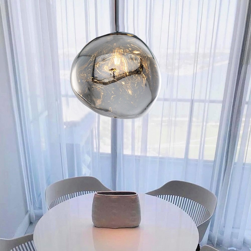 Suspension sur câble CRUMPLED 1xE27/24W/230V Ø 36 cm, finition fumée