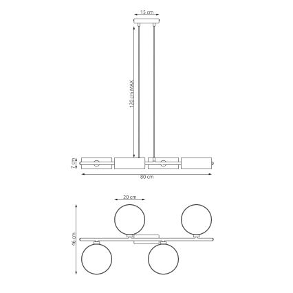 Suspension sur câble DRUMZ 4xE14/10W/230V marron