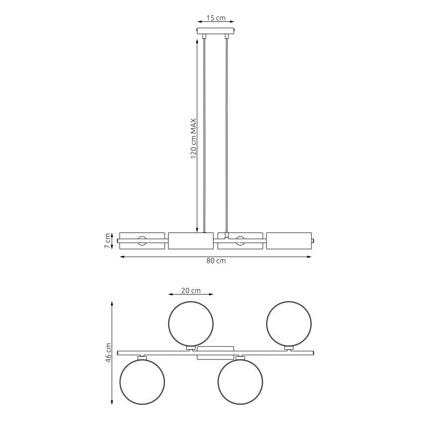 Suspension sur câble DRUMZ 4xE14/10W/230V marron