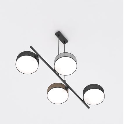 Suspension sur câble DRUMZ 4xE14/10W/230V noir/marron/gris