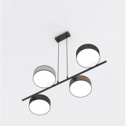 Suspension sur câble DRUMZ 4xE14/10W/230V noir/marron/gris