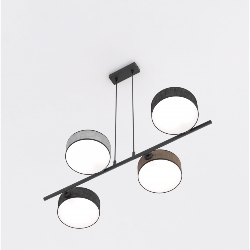 Suspension sur câble DRUMZ 4xE14/10W/230V noir/marron/gris