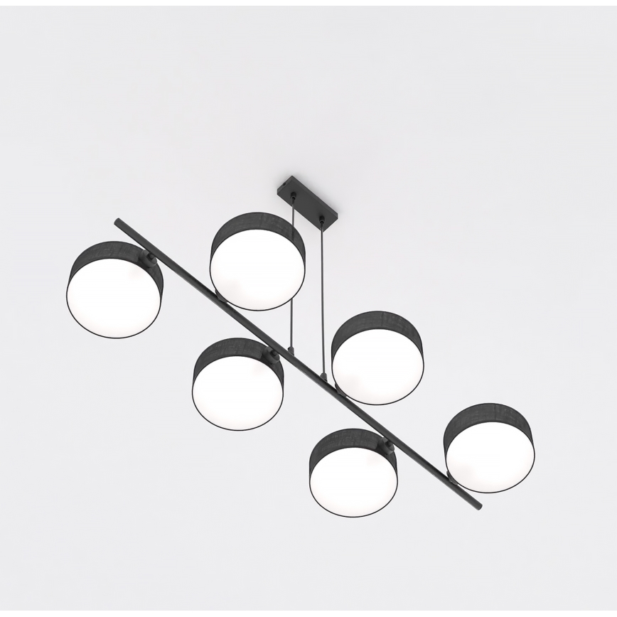 Suspension sur câble DRUMZ 6xE14/10W/230V noire
