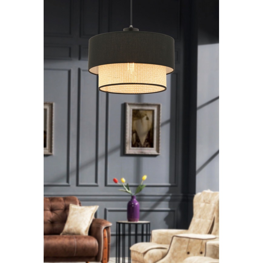 Suspension sur câble ECHO 1xE27/60W/230V noir/beige