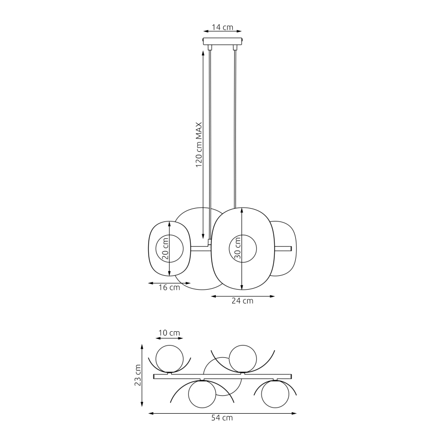 Suspension sur câble ELEMENTI 4xG9/8W/230V beige