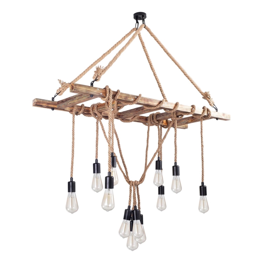 Suspension sur câble EREBOS 12xE27/40W/230V marron