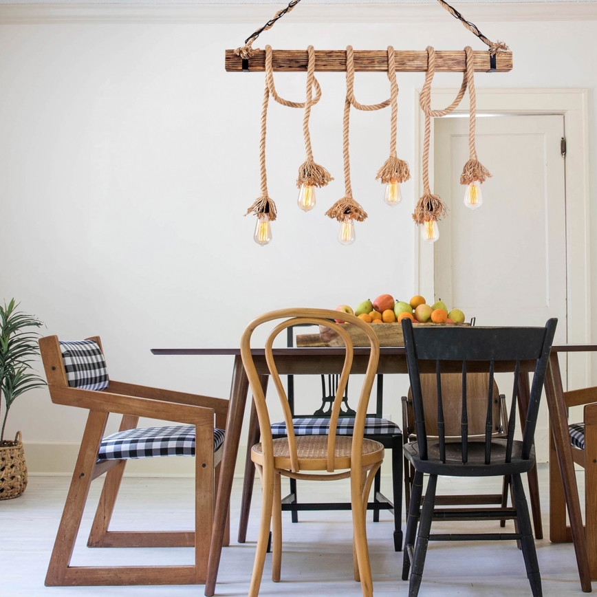 Suspension sur câble EREBOS 12xE27/40W/230V marron