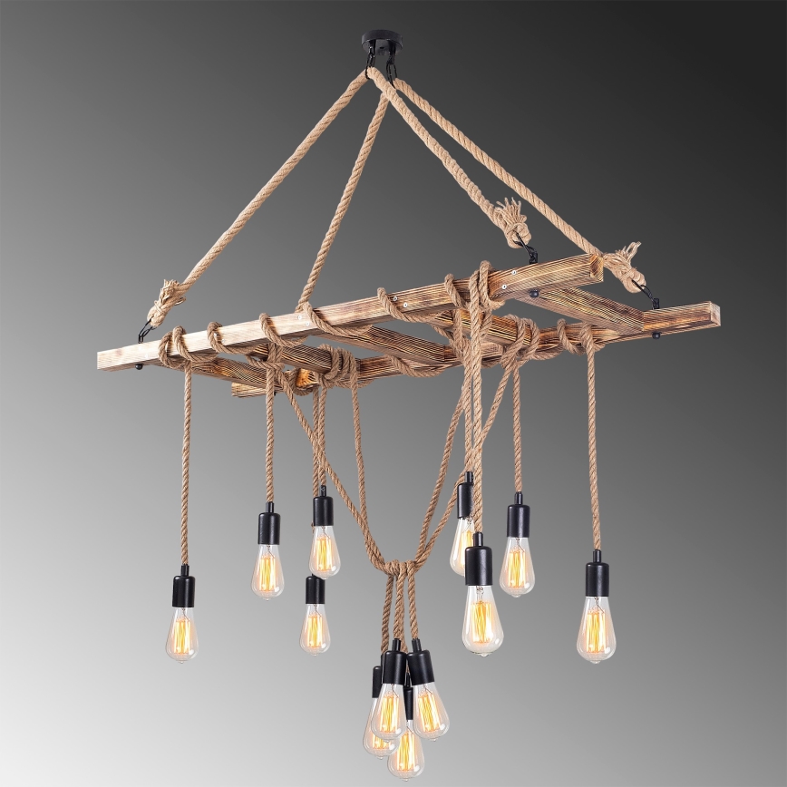 Suspension sur câble EREBOS 12xE27/40W/230V marron