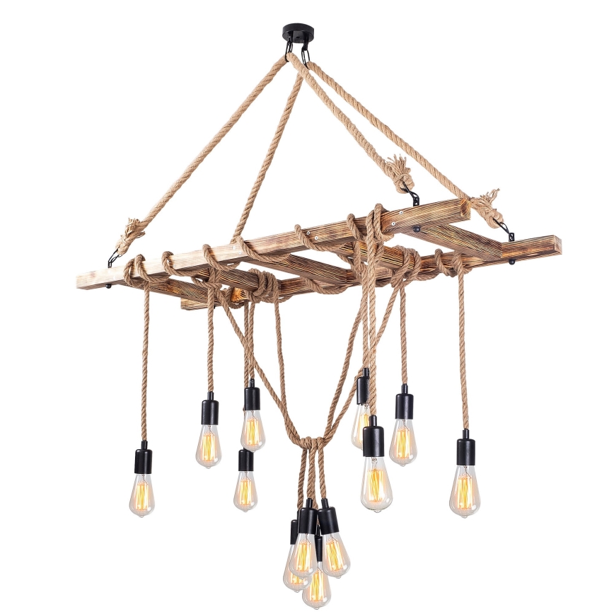 Suspension sur câble EREBOS 12xE27/40W/230V marron