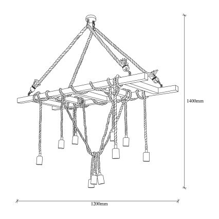 Suspension sur câble EREBOS 12xE27/40W/230V marron