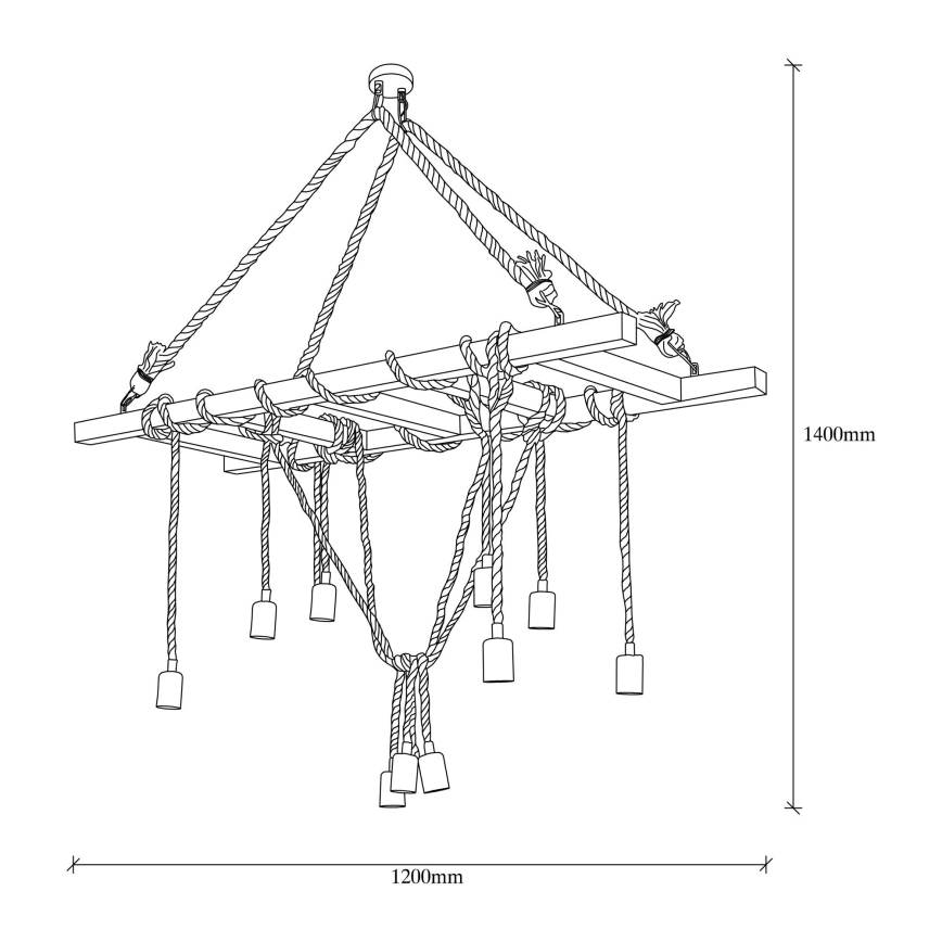 Suspension sur câble EREBOS 12xE27/40W/230V marron
