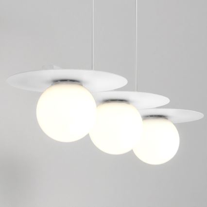 Suspension sur câble FLAT 3xE27/15W/230V blanche