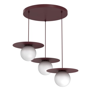 Suspension sur câble FLAT 3xE27/15W/230V bordeaux