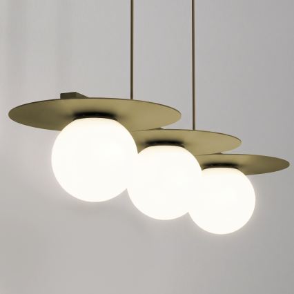 Suspension sur câble FLAT 3xE27/15W/230V dorée