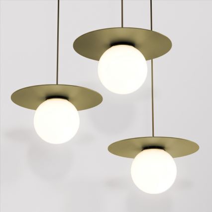 Suspension sur câble FLAT 3xE27/15W/230V dorée