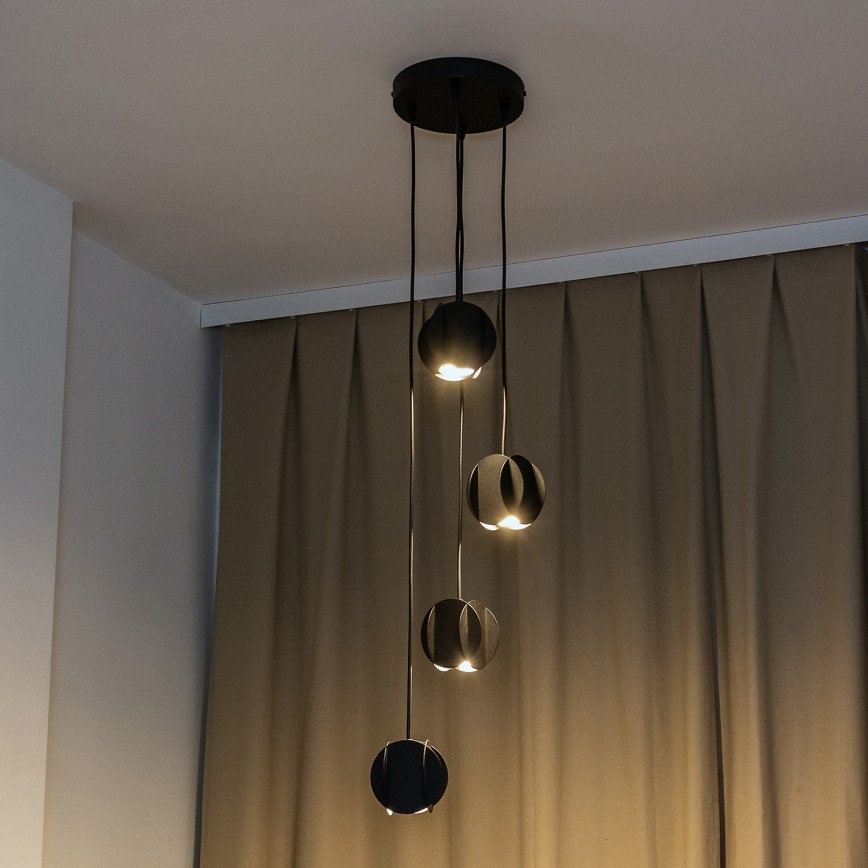 Suspension sur câble GAMBIT 4xGU10/10W/230V noire